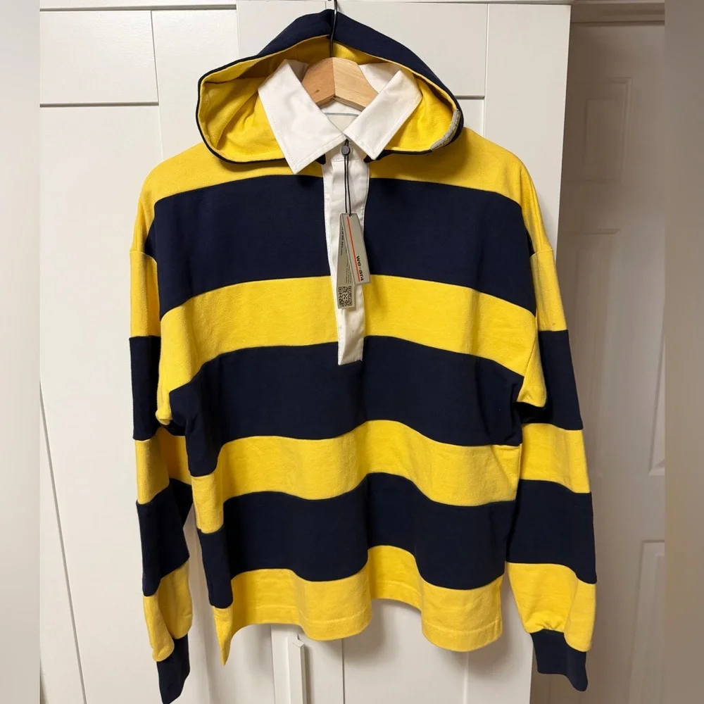 WE-AR4 Striped Yellow and Navy Hoodie - Picture 4 of 5